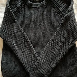 Quince Black Fisherman Knit Sweater – 100% Organic Cotton, Lightweight